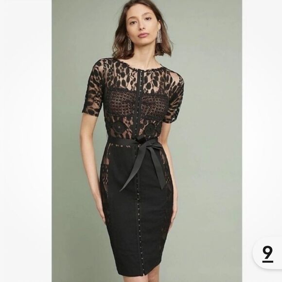 New Anthropologie Byron Lars Carissima Sheath Dress Lace Black Size 2 - Picture 15 of 15